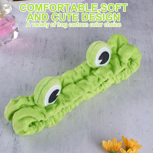 Frog Headband,Green Frog Eye Elastic Headband, for spa headband, skincare headbands, makeup headband, face wash headband, fun gifts for women (1 P...