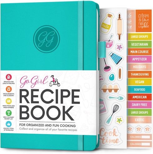 GoGirl Recipe Book – Blank Cookbook to Write In Your Own Recipes – Empty Cooking Journal for Family Recipes – Personalized Recipe Notebook – Hardc...