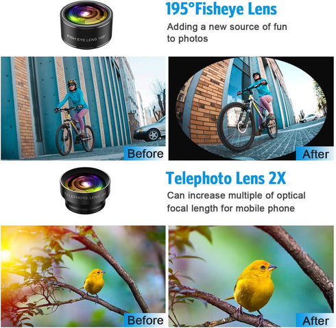 (Newest) Phone Camera Lens, 9 in 1 Lens Kit, Zoom Lens, 0.36X Wide Angle Lens + 0.63X Wide Lens + 15X Macro Lens + 20X Macro Lens + Fisheye Lens +...