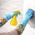 Bamllum 3 Pairs Rubber Cleaning Gloves, Household Kitchen Dishwashing Gloves with Cotton Flocked Liner, Long Cuff 16 Inches, Reusable, Non-Slip (S...