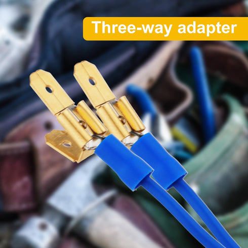 25pcs Electrical Double Male Female Adapter, Piggyback Spade Connectors to Single Female Brass 3 Way Adapter Dual Male Electrical Double Male Fema...