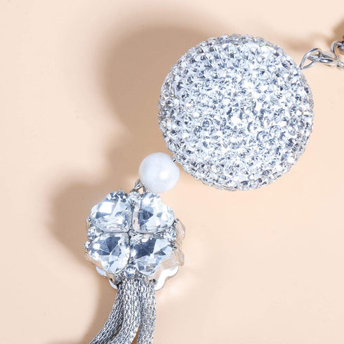 Bling Rear View Mirror Accessories for Women, Lucky Car Interior Rearview Crystal Decor Charm, Rhinestone Ball Ornament Sun Catcher Pendant...