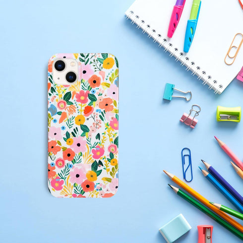 J.west iPhone 13 Case 6.1, Soft Shockproof Cute Floral Phone Protective Cover for Women, Garden Flower Pattern Design Slim Fit Anti-Scratch Phone ...