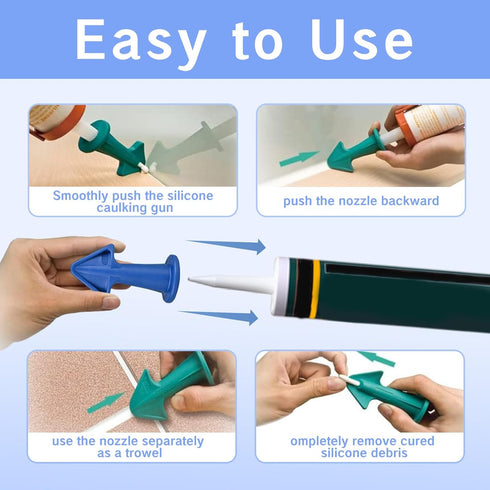 Caulk Tip Tool Caulking Tips Set with Nozzle Adapter Silicone Caulk Applicator Tools Reusable Nozzles for Finishing Grout and Sealant Caulk Gun Ac...
