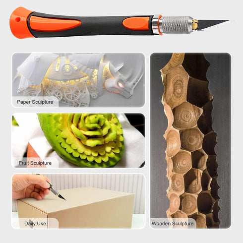 FOSHIO 2 Pack Precision Craft Knife Set with 20 Pieces Replacement Blades, Ergonomic Non-Slip Handle Hobby Knife with Protective Cover for Art, Cr...