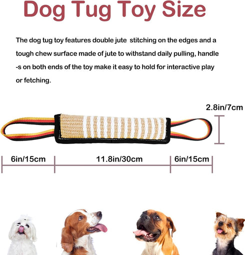 ASOCEA Dog Tug Toy,Dog Bite Jute Pillow Pull Toy Tough Squeaky Dog Toys for Aggressive Chewers with 2 Handles Bite Toys for Medium to Large Dogs I...