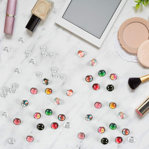 220 Pieces Round Clear Glass Cabochons Transparent Glass Dome Tiles Flat Back Glass Cabochon for DIY Crafts, Necklace Pendant, Jewelry Making (8 m...