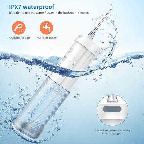 NewWay Water Dental Flosser for Teeth, Portable and Rechargeable Oral Irrigator with 4 Flossing Tips Waterproof Teeth Cleaner Picks for Home Trave...