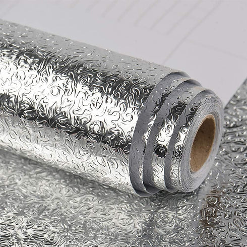 VEELIKE 15.7''x236'' Kitchen Backsplash Wallpaper Peel and Stick Aluminum Foil Contact Paper Self Adhesive Shelf Paper Oil-Proof Heat Resistant Wa...