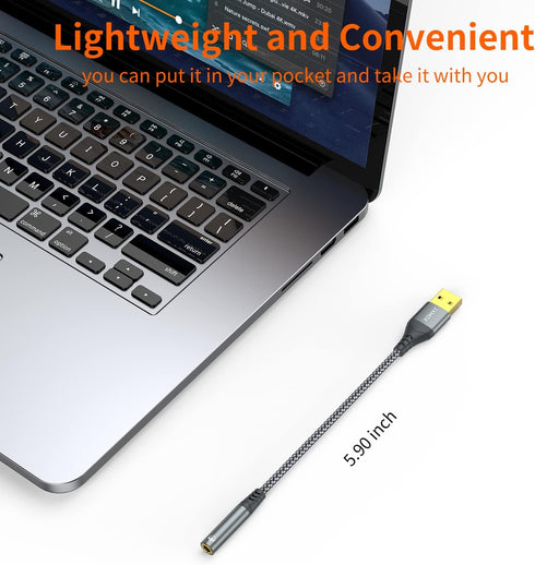 JXMOX USB to 3.5mm Jack Audio Adapter, (2-Pack) USB to Audio Jack Adapter Headset, USB-A to 3.5mm TRRS 4-Pole Female, External Stereo Sound Card f...