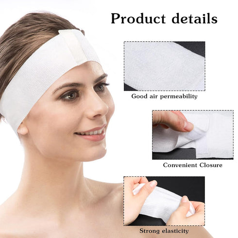 Pimoys Disposable Spa Headband for Women, 30 Count Skincare Facials Headbands for Esthetician Supplies Stretch Headbands for Women's Hair...