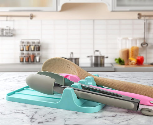 Silicone Spoon Rest for Multiple Utensils, Heat Resistant Utensil Rest with Drip Pad, BPA-free Spoon Rest for Kitchen Counter(Turquoise)...