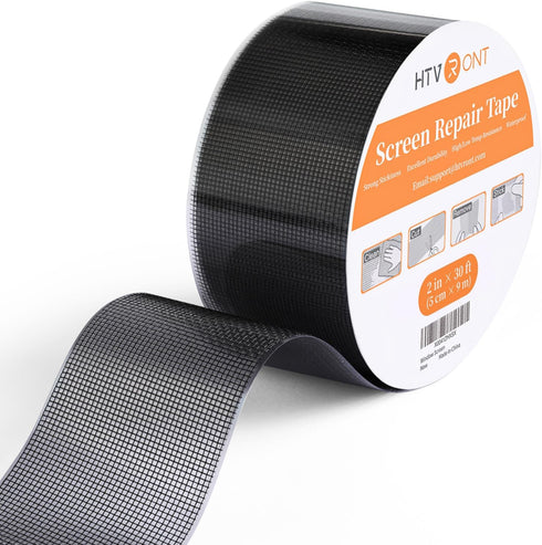 HTVRONT Window Screen Repair Tape - 2 in X 30 FT Screen Tape Mesh Repair for Screen and Screen Door Tears Holes -Strong Adhesive Fiberglass Coveri...
