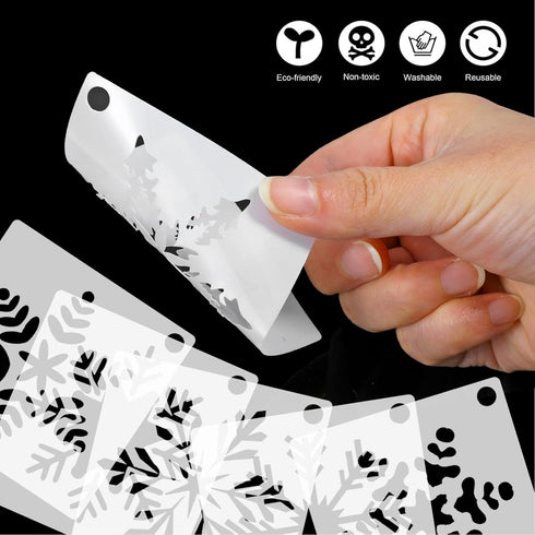 HOWAF 30 Pieces Snowflake Christmas Stencils 3x3 Inches Winter Christmas Stencils Reusable Craft Snowflake Stencils for Painting On Wood Wall Door...