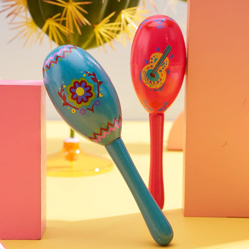 JOYIN 9 Pcs Fiesta Wooden Maracas 9 Designs Noisemaker for Cinco De Mayo Party Favors, Mexican Musical Fun, Carnivals, Taco Tuesday Event, Mexican...