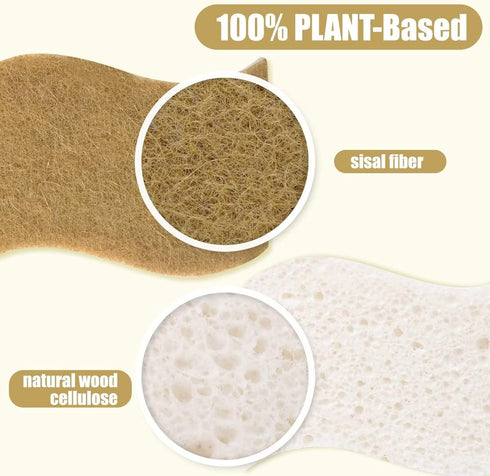 Natural Sponges 3Pack, Eco Friendly Non-Scratch Scrub Sponge for Kitchen, Biodegradable Plant Based Scrubber Sponges for Cleaning Dishes, Odor Fre...