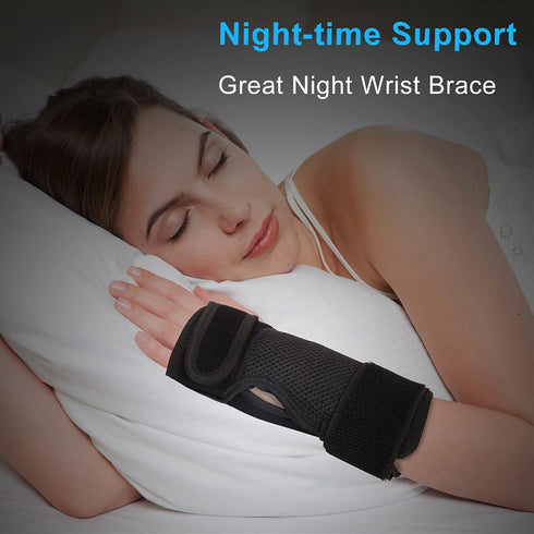 Carpal Tunnel Wrist Brace Night Support, Wrist Support Braces Right Hand with Splint for Tendonitis, Arthritis, Sprain, Carpal Tunnel Syndrome, Ca...