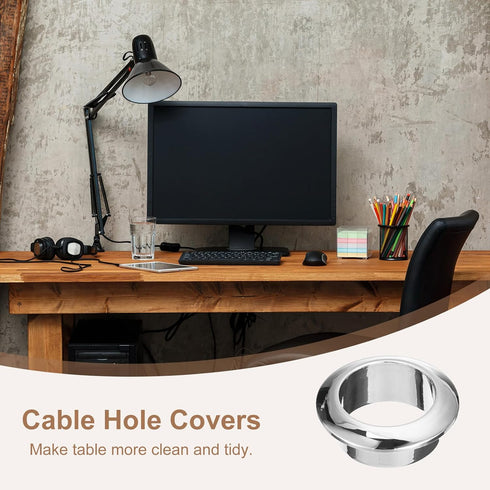 uxcell 4Pcs Cable Hole Cover, 1 inch(25mm) ABS Office Desk Cable Wire Cord Grommet Cable Cord Organizer for Office Desktop Wire, Silver...