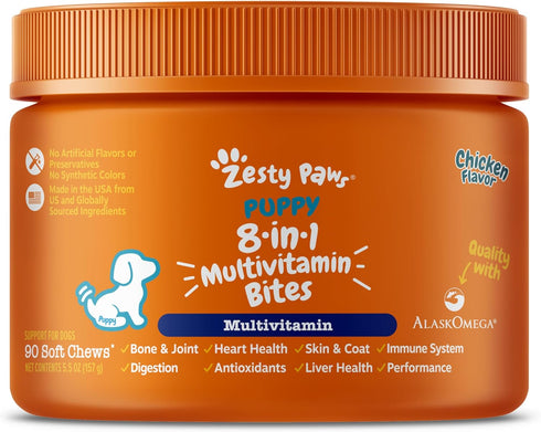 Zesty Paws Multivitamin Treats for Dogs - Glucosamine Chondroitin for Joint Support + Digestive Enzymes & Probiotics - Grain Free Dog Vitamin for ...