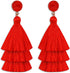 Layered Tassel Earrings for Women Bohemian Tassel Earrings Fringe Dangle Drop Earrings for Birthday Christmas Wedding Valentines Day Gift (Red)...