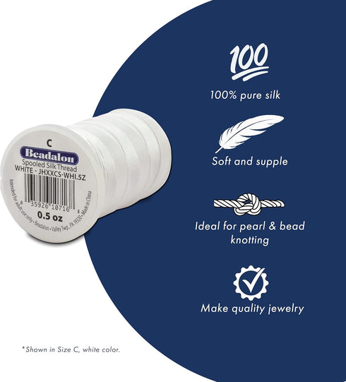 Beadalon Silk Thread, Size F / .014 in, Black, 0.5 oz, 420 ft...