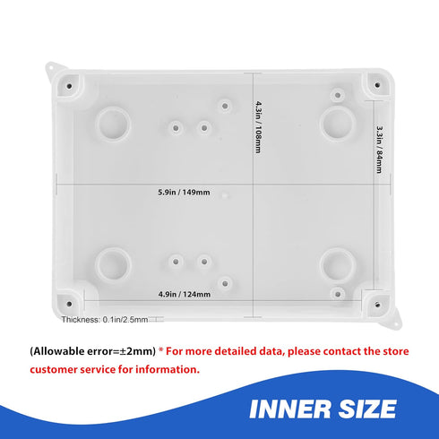 Waterproof Electrical Junction Box (5.9"x4.3"x2.8") with 10 Reserved Holes for Electronics - Sturdy ABS Plastic IP65 Dustproof Project Enclosure -...