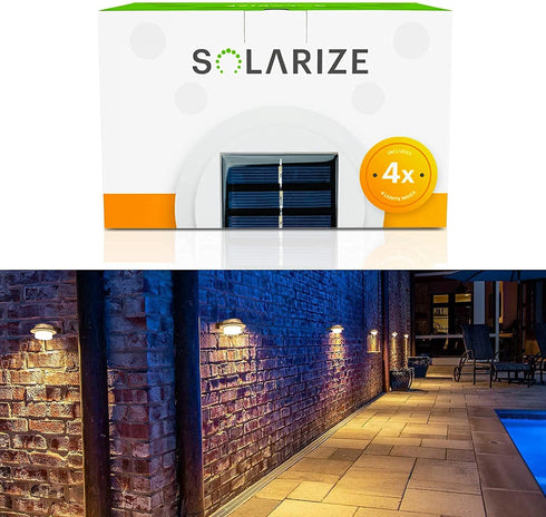 Incredalight - Solarize Waterproof Outdoor Solar Gutter Lights (4 Lights), LED Warm Light for Outside Use: Gutter, Roof, Fence, Patio, Porch, Gard...