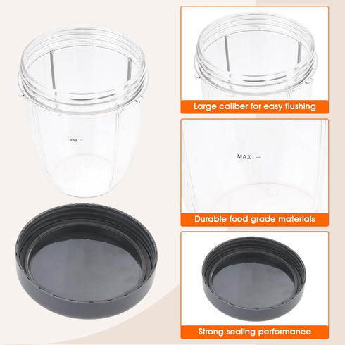 Blender Cups Replacement for Nutribullet Blender 18OZ Cup with Lid, Compatible with Nutribullet 600W 900W Blender Juicer (2Pack)...