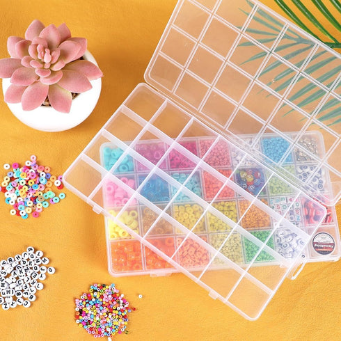 Eppingwin 28 Grids Bead Organizer, Craft Organizers and Storage, Acrylic Organizers, Plastic Bead Organizer Box for Crafts Organizing Storing...