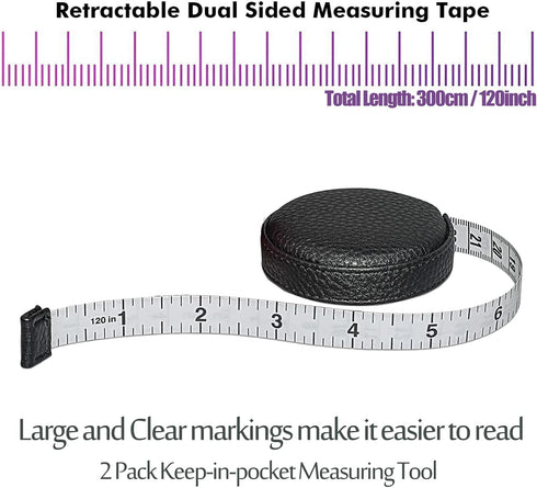3m/120" Tape Measure Body Measuring Tape for Body Cloth Tape Measure for Sewing Fabric Tailors Medical Measurements Tape Dual Sided Leather Tape M...