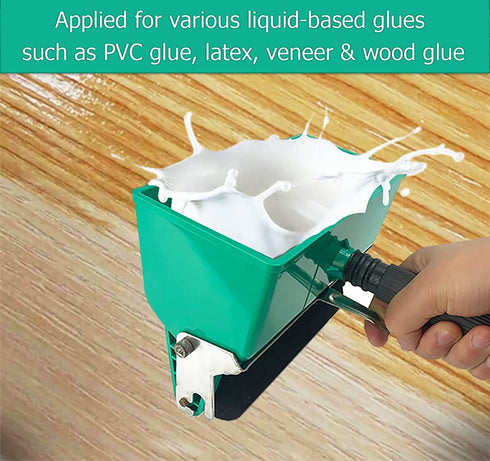 6 Inch Portable Glue Applicator Roller with Paint Bucket Handheld Manual Adhesive Glue Spreader with 2 Foam Wheels for Carpenter Woodworking, 10.5...