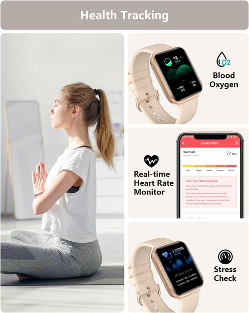 BRIBEJAT Smart Watch for Women (Dial/Answer Call) 38mmx46mm Fitness Tracker Pedometer/SpO2/Real-time Heart Rate/Sleep Monitor Compatible with Sams...