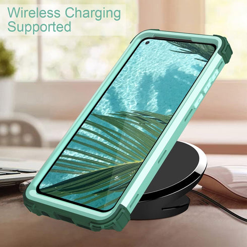 Case for Moto G Stylus 5G, 3 in 1 Hard PC Silicone Bumper Heavy Duty Shockproof Antiscratch Protective Case, Green...