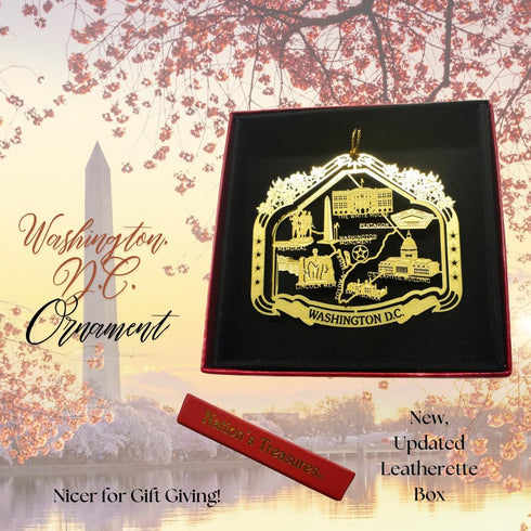 Nations Treasures Washington D.C. Souvenir Brass Christmas Ornament Gift Capitol White House Monuments Memorials...
