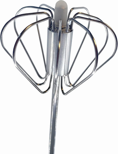 Stainless Steel Push Whisk - Easy to Use Manual Hand Mixer & Plunger Whisk - Make Froth, Foam & Whipped Cream - Semi Auto Egg Beater Plastic Tip W...