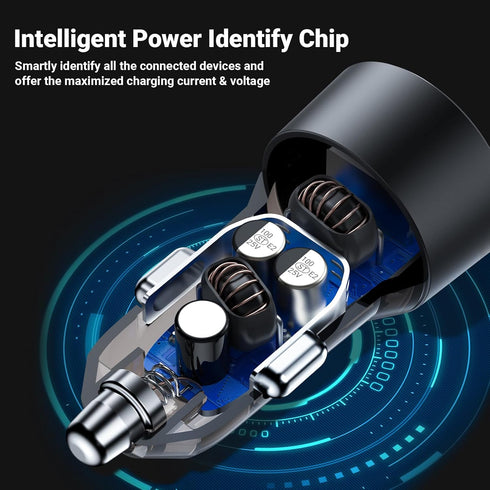 60W Fast Car Charger USB C with Voltage Display, ACEFAST PD3.0/QC3.0/AFC/FCP Fast Charging Dual Port Car Power Adapter for iPhone 13 Pro Max/13 Pr...