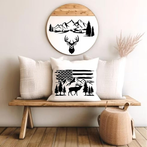 Mountain Stencils for Painting on Wood burning Stencils and Patterns Reusable Nature Deer Tree Stencils for Crafts Canvas Furniture Wall Drawing P...