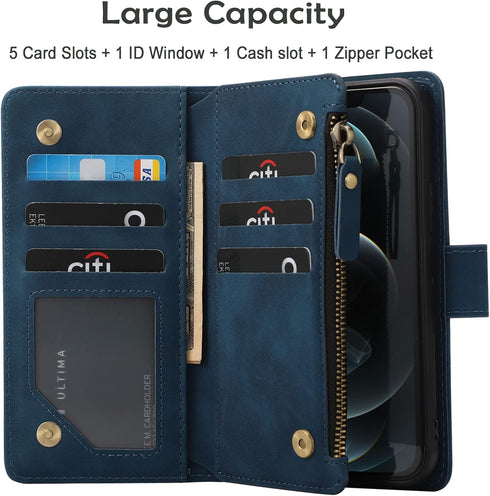 RANYOK Wallet Case Compatible with iPhone 11 (6.1 inch), Premium PU Leather Zipper Flip Folio Wallet RFID Blocking with Wrist Strap Magnetic Closu...