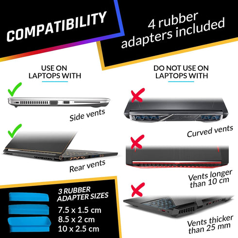 KLIM Cool Laptop Cooler with Vacuum Fan - New Version 2024 - Gaming Laptop Fan with Display - Temperature Detection + Automatic/Manual Mode - Port...