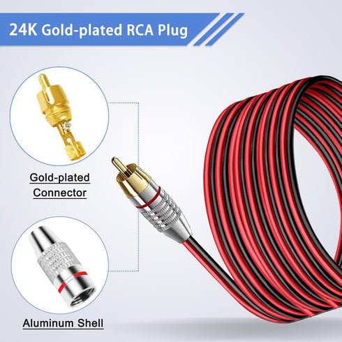 9.9FT RCA to Speaker Bare Wire Cable, Heavy 14 Gauge Speaker Bare Wire Cables to RCA Plug Adapter Repair Speaker Cord for Speakers Amplifier TV Su...