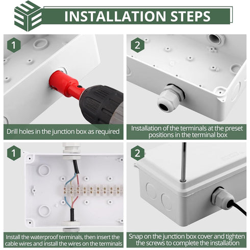 EYPINS Electrical Junction Box,8inch Electrical Enclosure Boxes,ABS Plastic Dustproof Waterproof IP65 Universal Electric Wires Box,Surface Mounted...