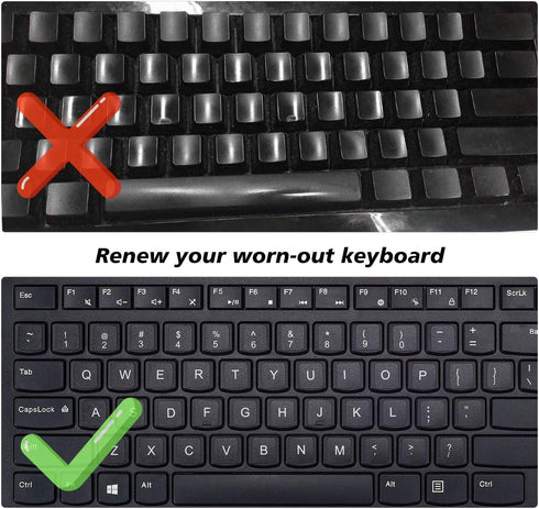 3PCS Universal English Keyboard Letter Stickers, Replacement English Keyboard Stickers with Black Background and White Lettering for PC Computer L...