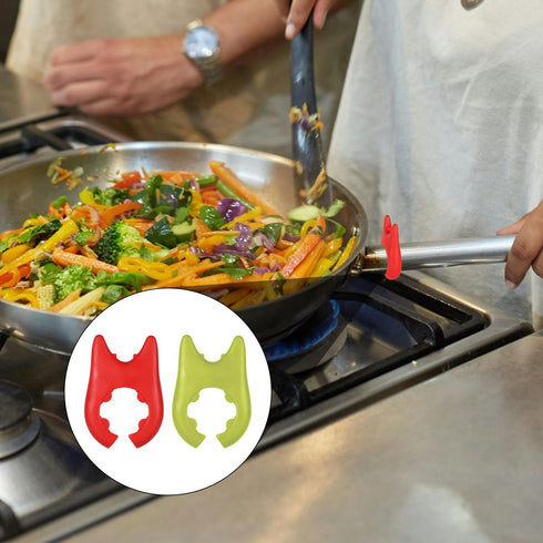 2pcs Spoon Pot Pan Holder, Silicone Pot Side Clamp Clip Spoon Rest for Stove Top Wok Spatula Cooking Utensil Holder Devil Spatula Bracket Clips on...