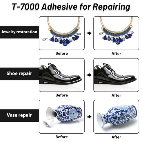 2 x 110ML T 7000 Pone Repair Glue, Multipurpose T-7000 Super Glue Semi Fluid Black Adhesive for Phone Screen Repair, Craft, Wooden, Leather, Shoes...
