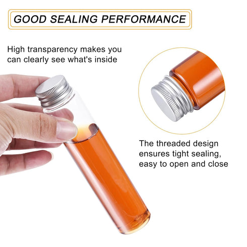 PATIKIL 110ml Plastic Test Tubes with Screw Caps, 8Pcs 151x34mm Tubes for Scientific Party Decoration Candy Bead Storage Bath Salt Lab Use, Silver...