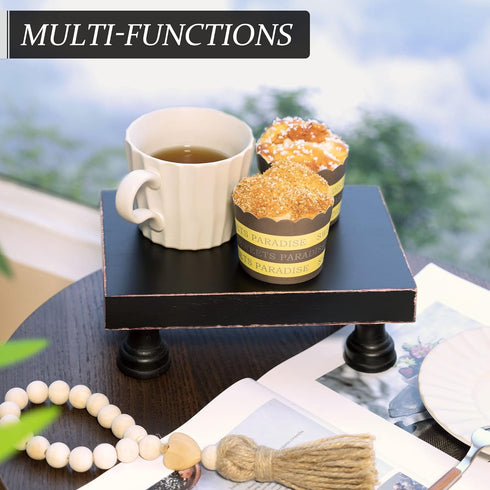 Modern Pedestal Stand for Kitchen Decor : Decorative Wood Riser for Display and Farmhouse Soap Dispenser Tray and Sponge Holder - Retro Countertop...