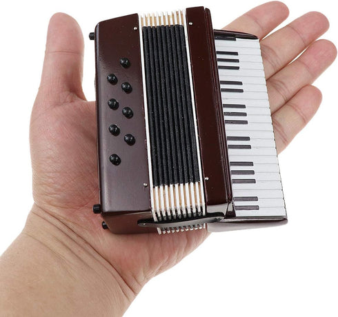 Dselvgvu Miniature Accordion with Case Mini Musical Instrument Replica Collectible Miniature Dollhouse Model Home Decoration (Red, 4.06"x3.53"x1.5...