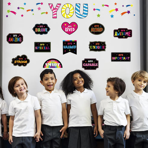 COCHIE Motivational Inspirational Bulletin Board Decorations Set, 37PCS Positive Saying Classroom Must Have, Affirmation Station Paper Cutout Clas...