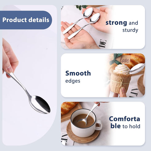 HANSGO 10PCS Stainless Steel Teaspoons, Dinner Spoons Dessert Spoons 5.8 Inch for Home Kitchen Restaurant...