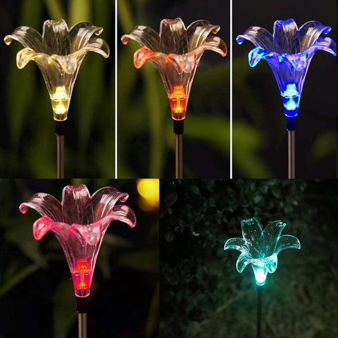 2PCS Waterproof Outdoor Solar Garden Stake Lights with Vivid Figurine – Lily LED Garden Landscape Lawn Lamp for Flower Beds Backyards Decoration...